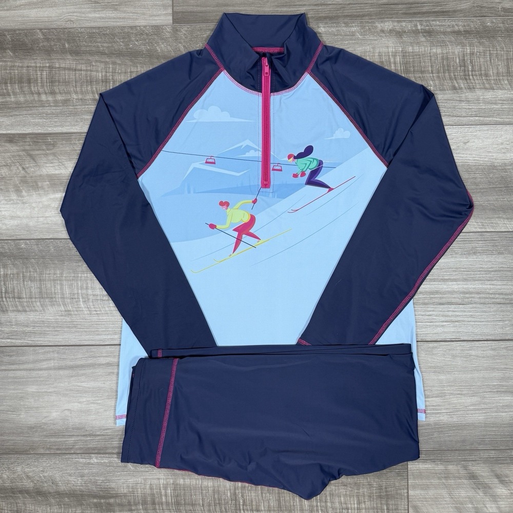 BORN Outdoor 2 PC Base Layer Set Leggings & 1/4 Zip Shirt Ski Womens LARGE NEW - Picture 4 of 9